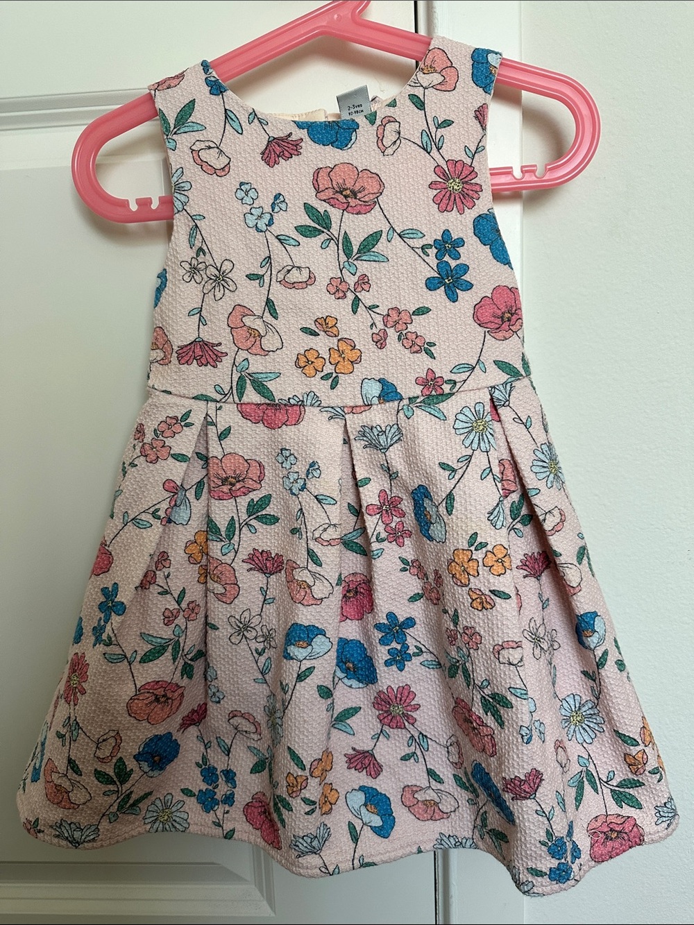 Girls Floral Fit-and-Flare Dress in Blush Pink